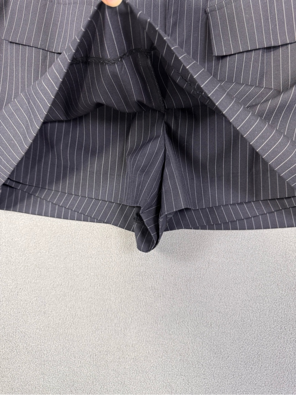 Modern Citizen Black Pinstripe Mini Skirt Skort with Flap Pockets, Medium - Picture 6 of 14
